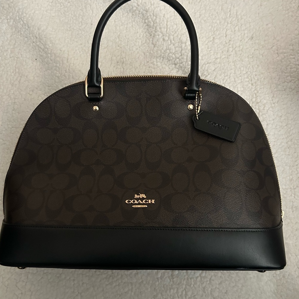 Coach Signature Brown and Black Dome Satchel